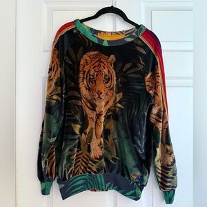 Aviator Nation Velvet Tiger Crew Pullover Sweatshirt